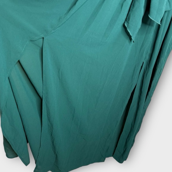 NWT Baltic Born Celine Maxi Dress Emerald Green Chiffon High Slit Long Sleeve 1X - Picture 9 of 12
